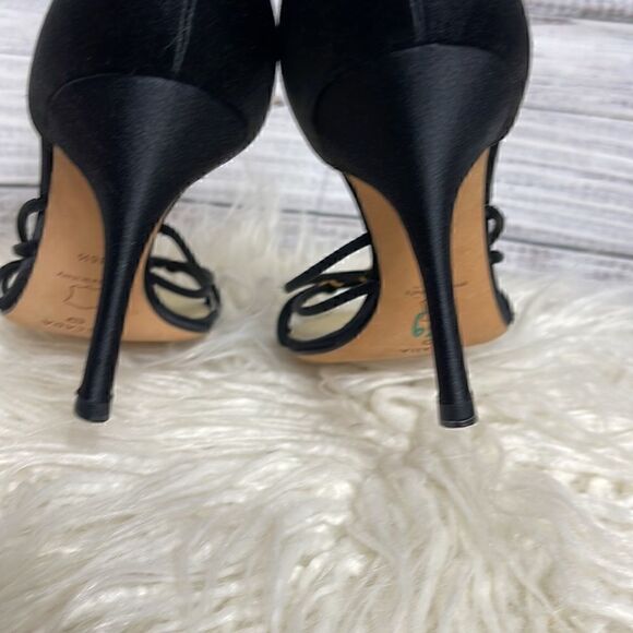 Escada Sandals womens size 6 rhinestones Metallic strappy Satin Made In Italy - Picture 3 of 10